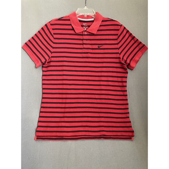 Nike Other - Nike Polo Shirt Mens Large Red Black Striped Cotton Rugby Preppy GOLF
